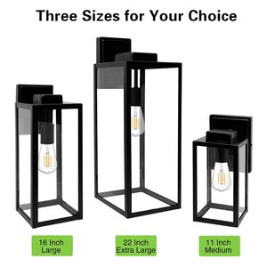 Modern Black Metal Outdoor Wall Lantern <b>Light</b> Fixture Industrial Farmhouse Wall <b>Sconce</b> Open Frame Exterior Porch <b>Light</b> - Product Image 5