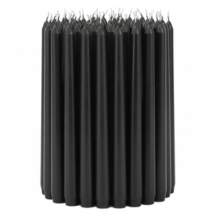 Velas Cónicas de Cera de Parafina Negra Elegancia de Medianoche, Paquete al por Mayor para Organizadores de Eventos y Mayoristas, Pedidos de Navidad y Pascua - Product Image 1