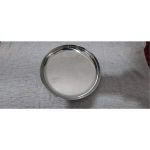 Plateau de service en acier inoxydable martelé de qualité supérieure - Plateau décoratif rond en métal poli miroir pour restaurant, hôtel et traiteur - Product Image 2