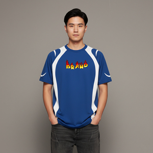 T-shirt en coton tricoté noir à motif personnalisé, coupe classique, 100 % coton, haute qualité, col en V, manches courtes, pour homme, vente en gros - Product Image 1