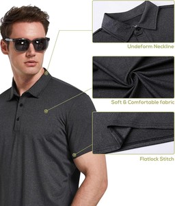 Chemise pour homme personnalisée en Spandex/Polyester tricoté, écologique, 220g, avec logo frontal, manches courtes, unie, haute qualité, OEM ODM - Product Image 3