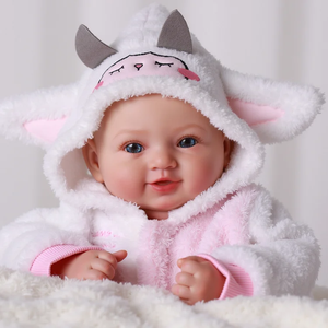 Poupée Reborn Bébé Souriant Lyle de 17 Pouces, Nouveau-né Unisexe, Corps en Tissu, Poupée Bébé <span class=keywords><strong>Chauve</strong></span> Réaliste - Product Image 3