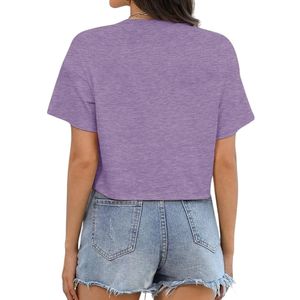 T-shirts Y2K en gros avec motif papillon, couleur lavande, en jersey, à épaules tombantes, toucher doux, imprimés, décontractés, pour femmes, coupe courte - Product Image 2