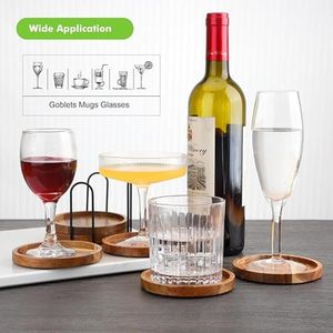 Sous-verres en bois pour boissons, sous-verres ronds en bois d'acacia naturel pour verre, protection de table pour café, thé, repas, décoration de la maison - Product Image 4