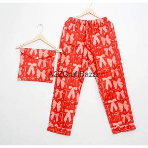 Ensemble de pyjama d'été pour femmes, élégant, respirant, à fleurs vintage, fait main, 100% coton, manches longues, vêtements de nuit décontractés - Product Image 3