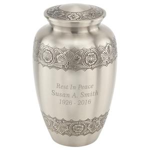 Elegante Urna Funeraria de Metal Color Plomo para Cenizas Humanas, con Bandas Grabadas en Negro, Urna Conmemorativa para Adultos, Fabricante OEM ODM - Product Image 1