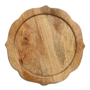 Assiette de présentation vintage marron brossé en acrylique et bois pour événements, fêtes, hôtels, restaurants – Décoration de table économique - Product Image 2