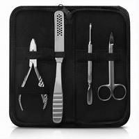 Kit de manucure professionnel 4 pièces en acier inoxydable, ensemble d'outils de soin des ongles, éliminateur de callosités, lime à ongles, étui de transport pour bébé