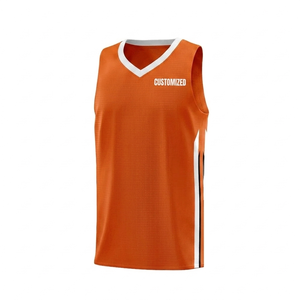 Camiseta de baloncesto naranja personalizada al por mayor, sin mangas, deportiva, personalizada, para equipo deportivo, ropa deportiva para hombre, sublimada - Product Image 1