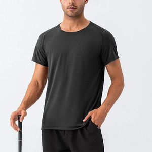 OEM Custom Crew Neck Raglan Short Sleeve Solid Mesh Fabric <b>Stretch</b> Breathable Quick Dry Workout Running Daily <b>T</b> <b>Shirt</b> for <b>Men</b> - Product Image 5