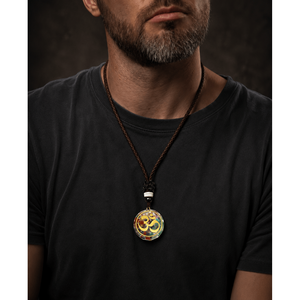 Om Symbol 18K Gold Plated <b>Necklace</b> with 30-Inch Adjustable <b>Rope</b> Chain for <b>Men</b> - Product Image 1