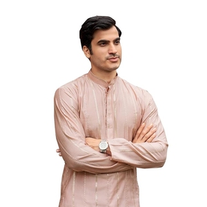 <b>Men</b>’s Silk Blend <b>Kurta</b> Set with Vertical Sequin Embroidery Perfect for Weddings & Celebrations Regular Fit <b>Kurta</b> Pajama – Casual - Product Image 1