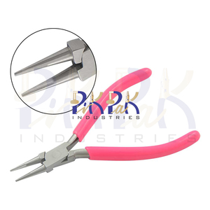 Nose Pliers 115mm Stainless Steel Serrated Jaws Double Leaf Spring PVC Handles Crimping Fishing OEM Jewelry Making DIY Crafts - Product Image 1