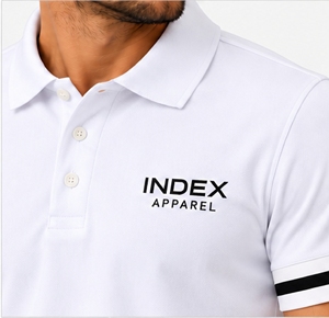 INDEX APPAREL เสื้อโปโลผู้ชายสีขาวชุดกางเกงขาสั้นแขนสั้นสีทึบชุดลำลองผ้าฝ้ายระบายอากาศได้ - Product Image 6
