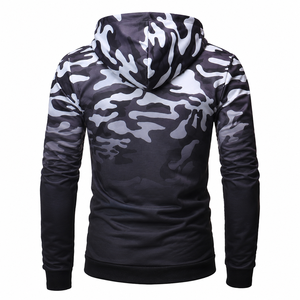 Sweat-shirt à capuche camouflage noir et gris personnalisé pour homme, style streetwear décontracté - Product Image 2