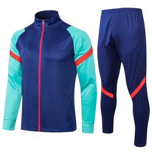 Ensemble de survêtement pour homme à blocs de couleur, manches longues, fermeture éclair, sportif, jogging, séchage rapide, polyester, vêtements d'automne - Product Image 1