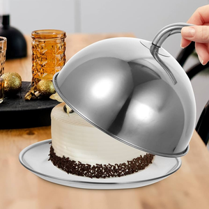 Magnífica cúpula para tartas de acero inoxidable, artesanía con acabado pulido a espejo, cubierta redonda para tartas, artículo de mesa para el hogar al precio más bajo. - Product Image 3