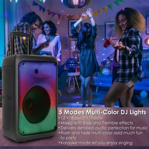 Altoparlante Portatile Wireless per Feste con 5 Modalità di Illuminazione Colorata, TWS, FM, Slot USB/MMC, Aux, Microfono per Registrazione e Accessorio per Registrazione Audio - Product Image 2
