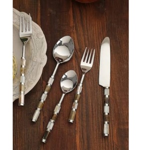 Juego de Cubiertos de Acero Inoxidable de Lujo con Incrustaciones de Hueso, Cubertería Duradera de Níquel para Bodas, Restaurantes y Uso Doméstico - Product Image 1