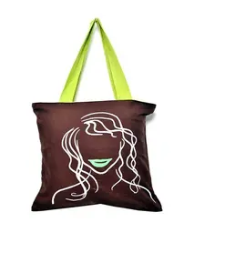 Bolsa de sacola de algodão promocional, feito à mão, luxo, superior, estampada personalizada, sacola de sacola a preço baixo