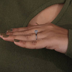 Anillo de compromiso de diamante de corte redondo cultivado en laboratorio Halo oculto 18K oro blanco sólido 14K oro IGI certificado para regalo de boda de aniversario - Product Image 4