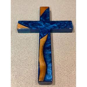 Croix en bois faite à la main avec de la résine pour la prière chrétienne et l'usage religieux dévotionnel pour la maison ou l'église Plaque - Product Image 4