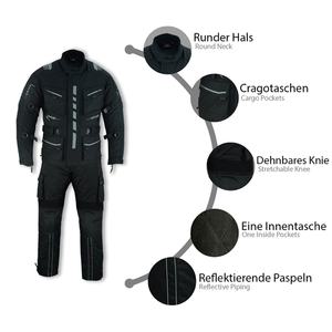 Combinaison de moto pour homme homologuée CE, veste et pantalon en velours côtelé imperméables, gants en cuir respirants, modèle à coutures invisibles - Product Image 2