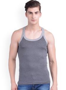 Men's Black Tank Top With Green Trim Casual Sleeveless Knitted O-Neck Solid Color Top - Product Image 3