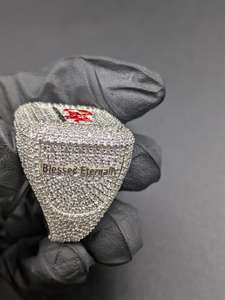 Custom <b>Name</b> Signet <b>Ring</b> 925 Sterling Silver Fully Iced Out Moissanite Red Enamel Logo Square <b>Ring</b> Hip Hop Men Jewelry - Product Image 5