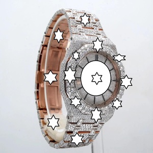 Montre de luxe unisexe en acier inoxydable NYC DIAMOND EMPIRE, cadran en verre analogique mécanique, cadran rond de 41 mm, bouton poussoir, fermoir caché - Product Image 2