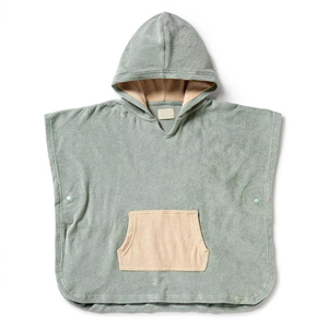 Serviette de bain à capuche pour enfant en tissu éponge couleur unie, utilisable à la plage ou en salle de bain - Product Image 1
