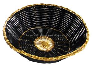 Panier Henry Foodservice, nouveau modèle PHBK, style américain, en polywicker plastique fait main, couleur noire, fil doré, très résistant. - Product Image 4