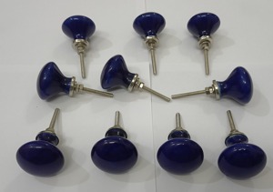 <b>Ceramic</b> cabinet <b>knobs</b> <b>Ceramic</b> Cabinet <b>Knobs</b> Round Blue Traditional Handcrafted Multi-piece Package Kitchen Door Handles - Product Image 6