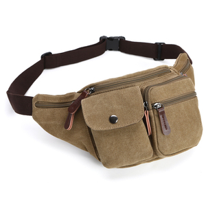 Sac banane unisexe personnalisable en toile bleue avec fermeture éclair et plusieurs poches pour usage quotidien - Product Image 5