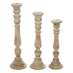Natural Mango Wood <b>Candle</b> Holder Set of 3 Hot Sale Extra Large Turned Style Wooden Candlestick Stand for Decor at Factory Price - Product Image 1