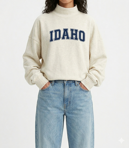 เสื้อสเวตเชิ้ตคอเต่าทรงโอเวอร์ไซส์สำหรับผู้หญิง สีเทา ปักตัวอักษร Virginia ด้านหน้า แขนยาว ผ้าถักผสมคอตตอน สำหรับฤดูใบไม้ร่วง สไตล์ลำลอง - Product Image 6