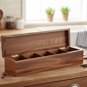 Caja Organizadora de Alimentos y Té de Madera de Mango - Contenedor de Madera para Bolsitas de Té, Café, Bocadillos, Azúcar, Edulcorantes - Product Image 5