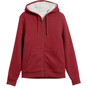 Sudadera con Capucha Roja Unisex, Forro Polar, Ropa Casual de Invierno, Corte Regular, Color Sólido, Chaqueta de Algodón Tejido - Product Image 1