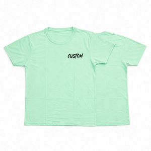 เสื้อยืดแฟชั่นถักนิตติ้งสำหรับผู้ชาย สีเขียวพาสเทล แบบสั่งทำพิเศษ เนื้อผ้าฝ้ายระบายอากาศดี คอกลม แขนสั้น ทรงปกติ สีพื้น - Product Image 1
