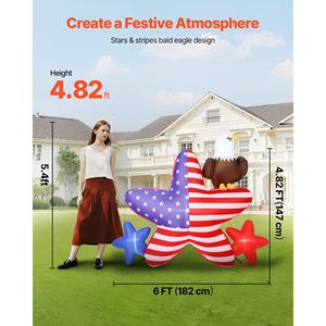 Decorazione gonfiabile patriottica da 4,82 piedi per il quarto giorno dell'indipendenza July arredamento esterno esterno per cortile luci a cinque punte - Product Image 2
