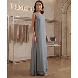 Ensemble de kameez pakistanais luxueux, long, orné à la main, robe de soirée formelle, franges à paillettes, orné de cristaux, pour les occasions spéciales - Product Image 3