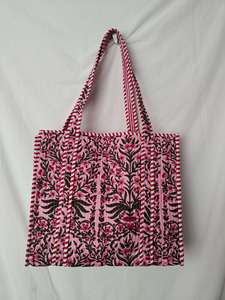Sac fourre-tout en toile de coton imprimé fait main Modèle Tote11 Handicraftofpinkcity - Product Image 1
