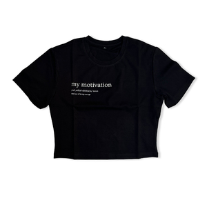 My Motivation <b>Crop</b> <b>Top</b> Black Short Sleeve O-Neck Casual Jersey Knitted Cotton <b>Men's</b> T-Shirt With Letter Print Front Design - Product Image 1