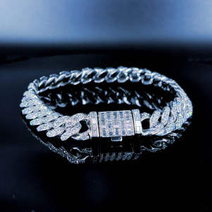 Luxury Iced Out 925 Sterling <b>Silver</b> Moissanite Cuban Link Hip Hop Miami Chain Bracelet <b>for</b> <b>Men</b> - Product Image 1