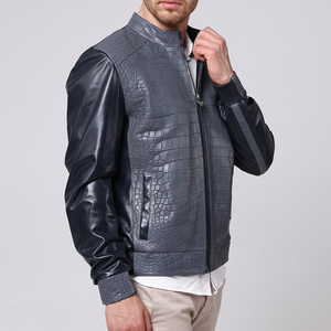 URBANGAZER Men's 100% Polyester Thick Leather <b>Jacket</b> Stand Collar Covered Button <b>Patchwork</b> Design Windproof Breathable High - Product Image 3