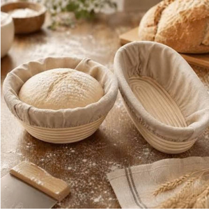BEST SELLER Sustainable Rattan Flexible Cake Bread Bowl Full <b>Set</b> Mold <b>Baking</b> Tool Dishwasher & Oven Safe 40x25cm - Product Image 1
