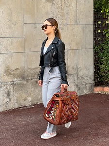 Premium Genuine Leather Fringe Handbag for Women – Vintage Boho Style Shoulder <b>Bag</b> with Tassels & <b>Studded</b> Detail - Product Image 3