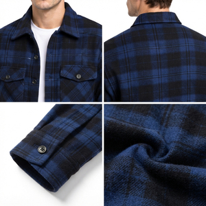 Plaid Flannel Shirt <b>Jacket</b> Men's Casual Turn Down Collar <b>Jacket</b> Long Sleeve Cotton <b>Checkered</b> Outerwear <b>Jacket</b> Button Down Top - Product Image 6
