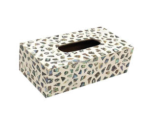 Boîte à mouchoirs élégante avec incrustation de coquillages et motif en nacre, logo personnalisé, étanche, pour la décoration de salle de bain de luxe - Product Image 1