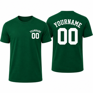 T-shirt rouge personnalisé pour hommes, avec nom et numéro imprimés, manches courtes, col rond, style jersey décontracté, coupe régulière, 100% coton - Product Image 3